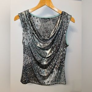 PERFECT FOR NEW YEARS! sleeveless tank top with drape neck - lots of sparkle